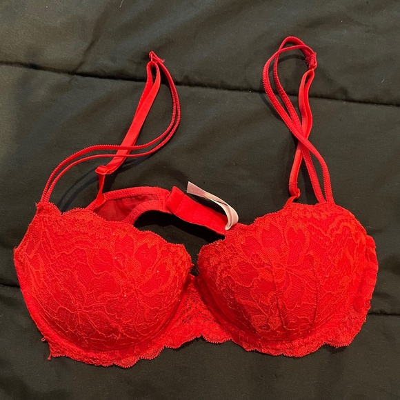 PINK Victoria's Secret Other - Victoria’s Secret PINK 34C Red Lace Date Night Push Up Bra